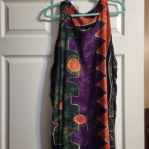 Colorful Sleeveless Dress Or Bathing Suit Cover Up with Abstract Pattern